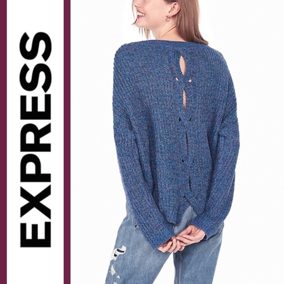 Express | Cable Knit Keyhole Back Pullover Sweater - Picture 6 of 10